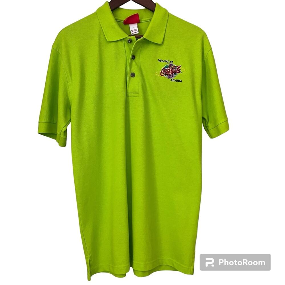 Coca Cola Men’s Atlanta Shirt Polo Short Sleeve Apple Green Size Medium